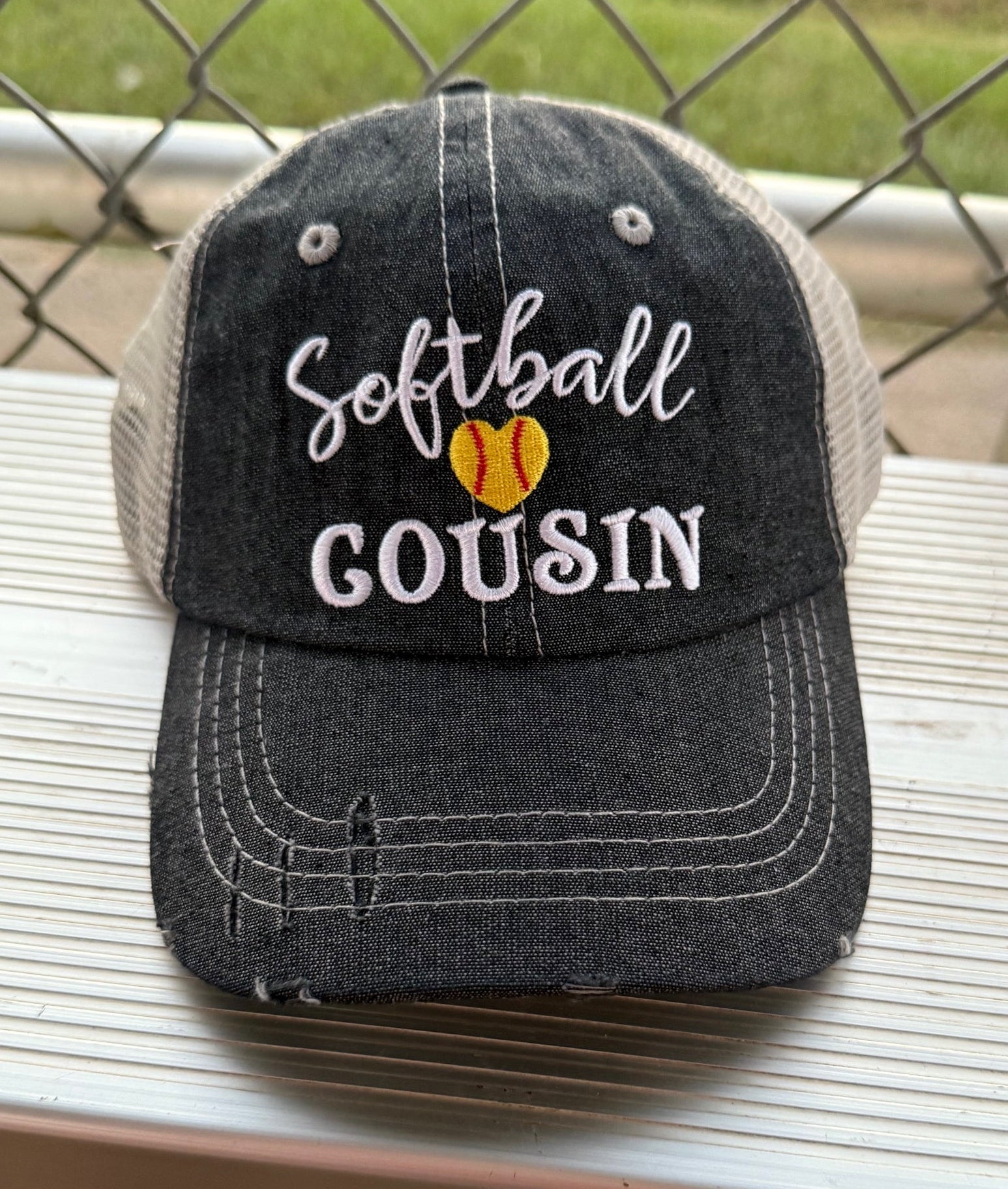 Softball Cousin Mesh Embroidered MESH Hat Trucker Hat Cap