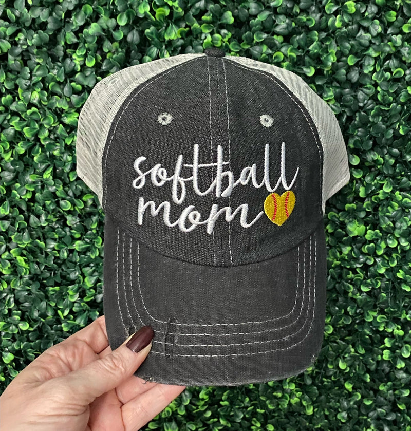 Softball MOM Softball Mom Mesh Embroidered MESH Hat Trucker Hat Cap