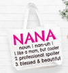 Nana Tote Bag Nana Christmas Gifts Best Nana Nanas Beach Bag Nana Getaway Bag Nana Present Nana Gifts