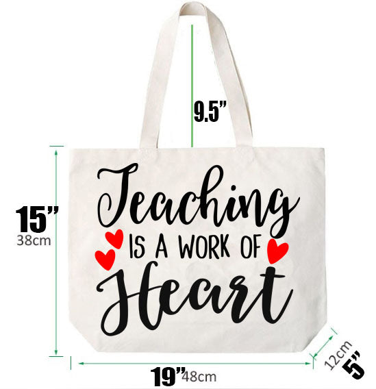 Teaching is a Work of Heart Tote Bag Teacher Tote Bag Gift Bag