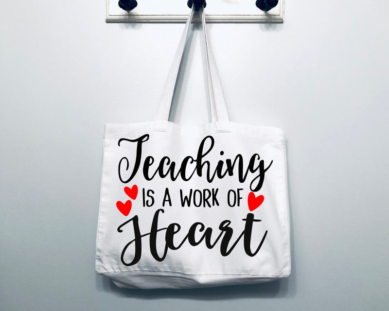 Teaching is a Work of Heart Tote Bag Teacher Tote Bag Gift Bag