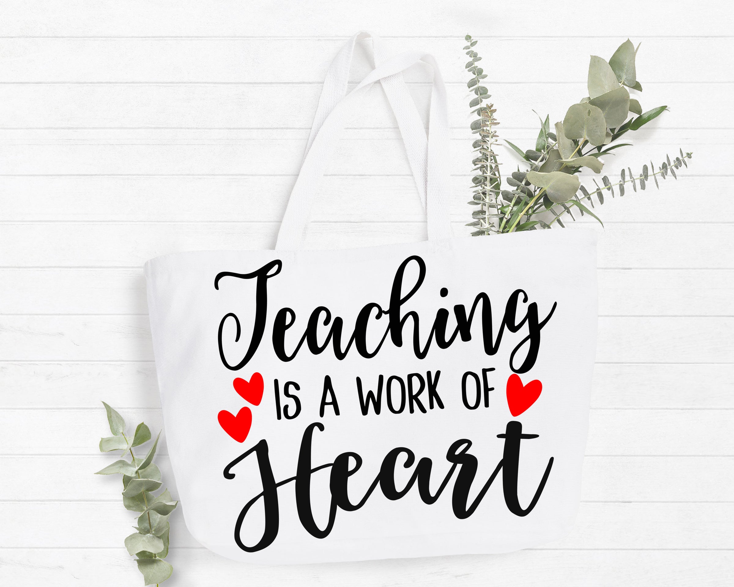 Teaching is a Work of Heart Tote Bag Teacher Tote Bag Gift Bag