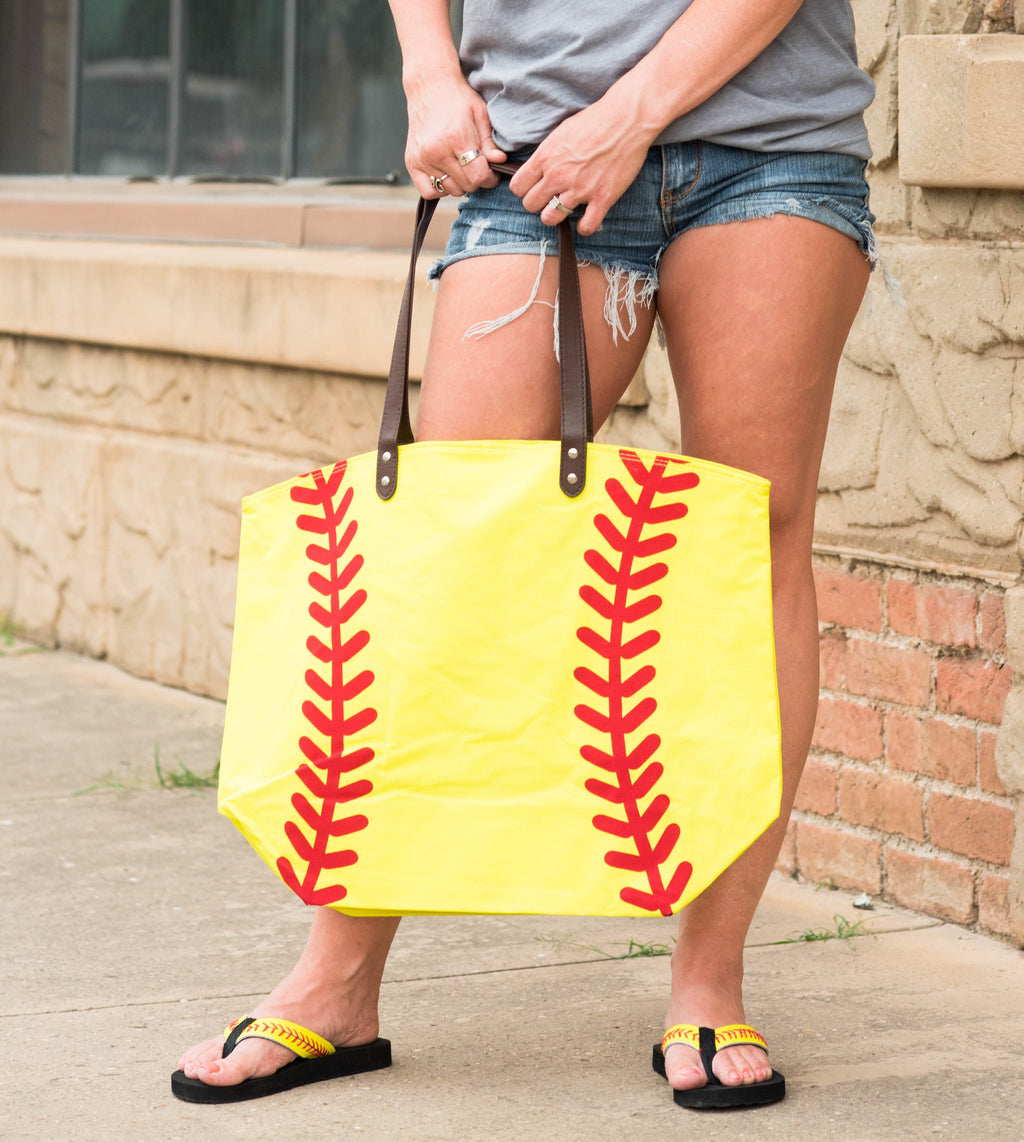Oversize Softball Canvas Bag Tote