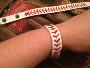 Baseball Stitch Leather Snap Bracelet