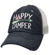 Happy Camper Distressed Trucker Hat