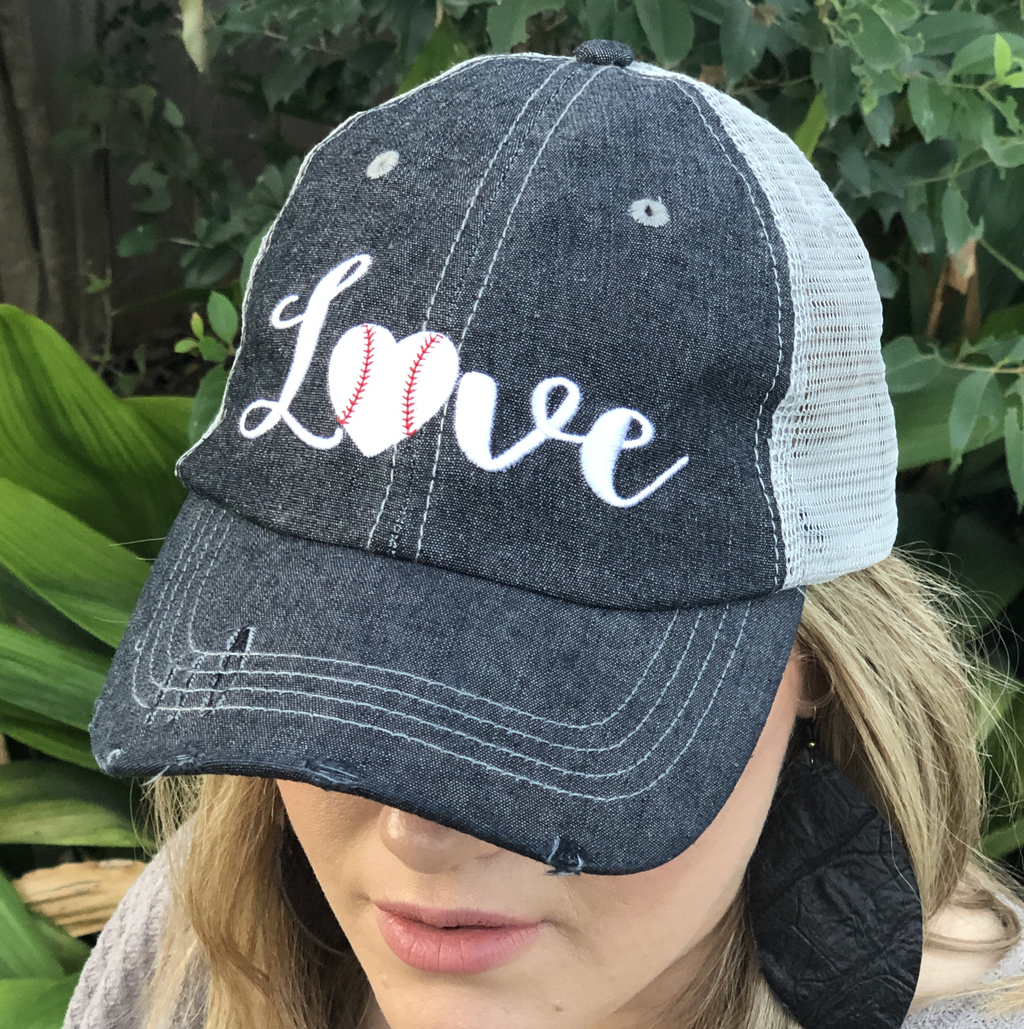 Love Baseball Mom Mesh Embroidered MESH Hat Cap -220