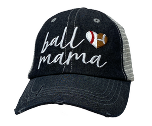 Ball Mama Heart Half Football Mom Half Baseball MOM Mesh Embroidered MESH Hat Baseball Football Mom Trucker Cap Trucker Hat -320