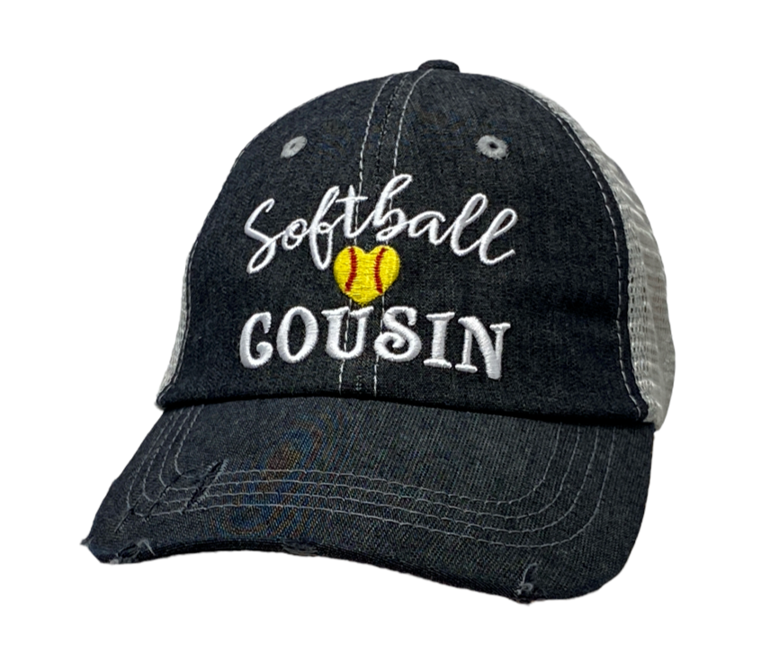 Softball Cousin Mesh Embroidered MESH Hat Trucker Hat Cap