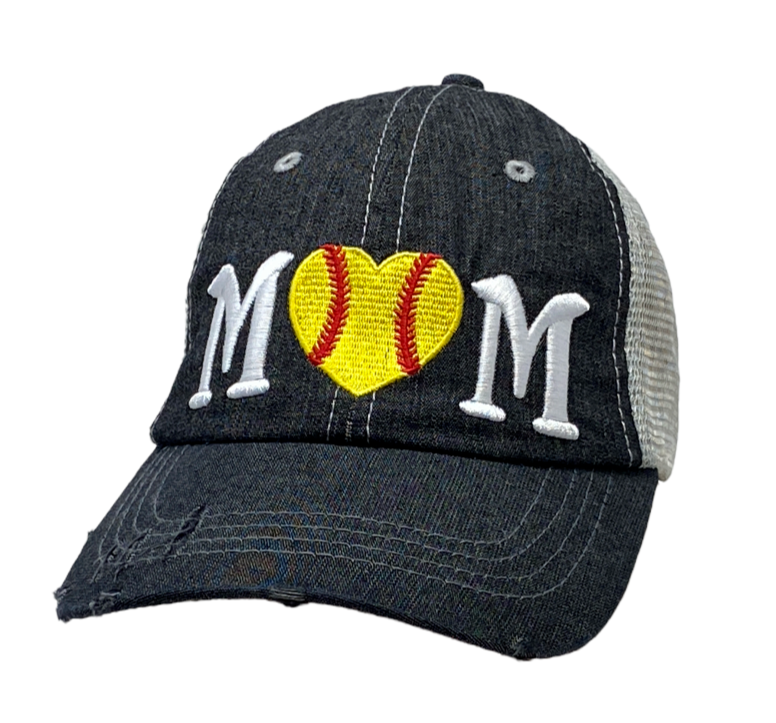 Softball MOM Hat Softball LOVE Softball MOM Softball Grandma Mimi Gigi Nana Aunt Sister Mesh Embroidered MESH Hat Trucker Hat Cap-240