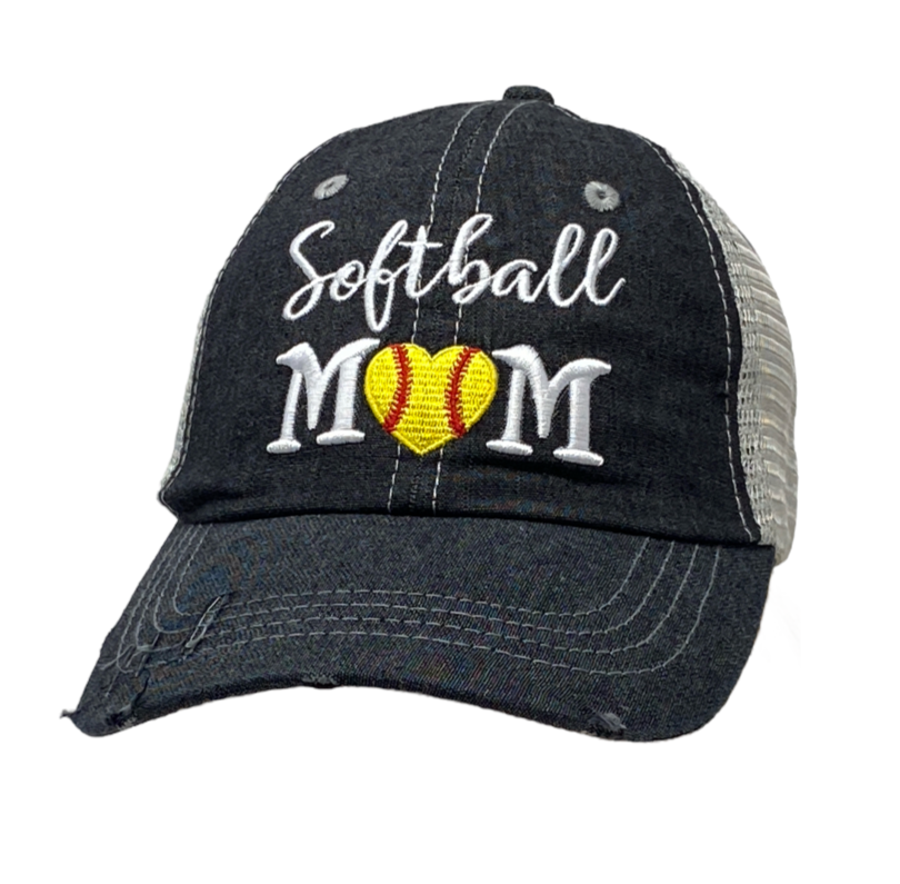Softball MOM Hat Softball LOVE Softball MOM Embroidered MESH Hat Trucker Hat Cap -238