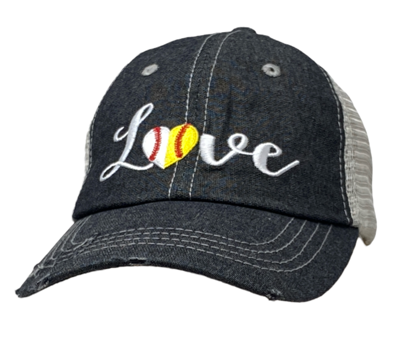 Love Ball Mom Half Baseball Half Softball Baseball MOM Softball MOM Hat -278