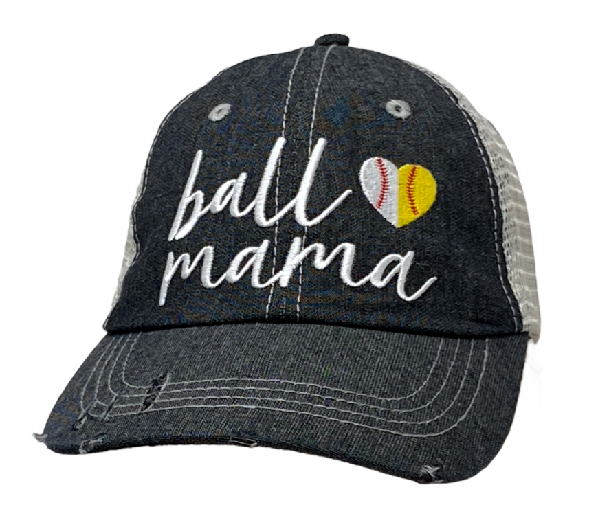 SB/BB Ball Mama Ball Mom Half Baseball Half Softball Baseball MOM Softball MOM Hat -282