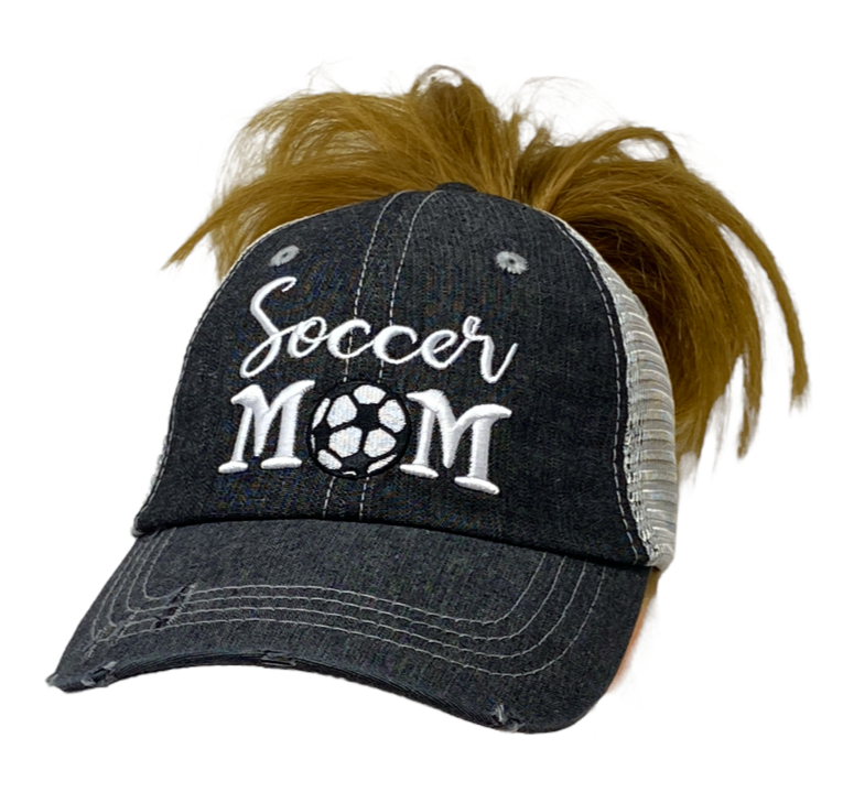 Soccer Mom MESSY BUN HIGH PONYTAIL Mesh MESH Hat  -325
