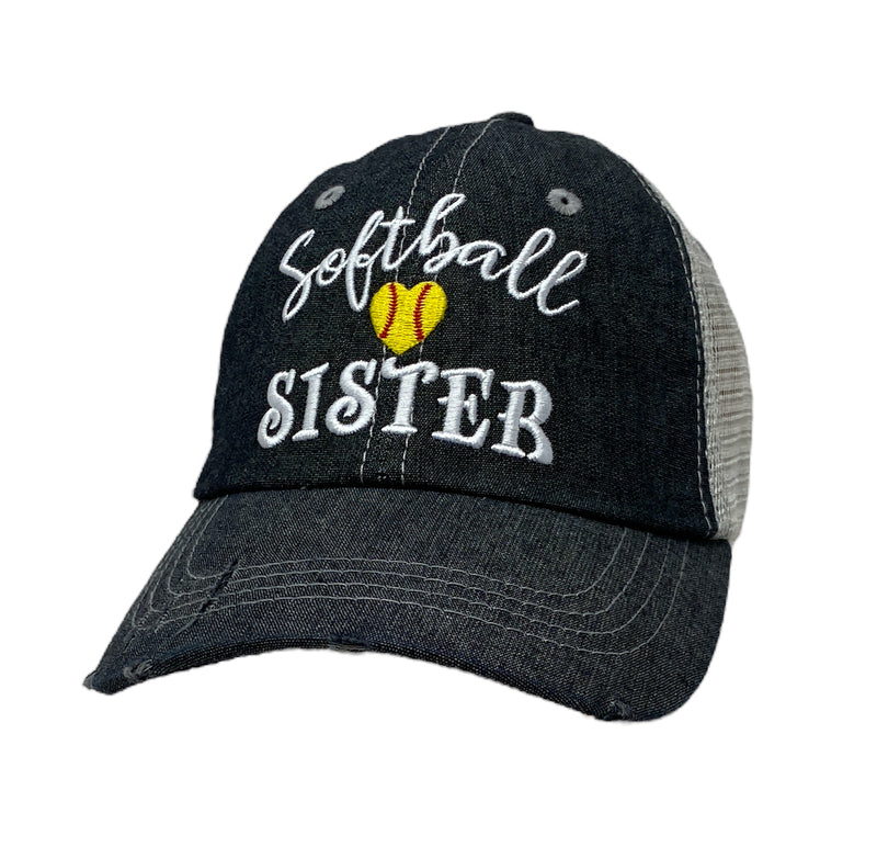 Softball Sister Mesh Embroidered MESH Hat Trucker Hat Cap -258