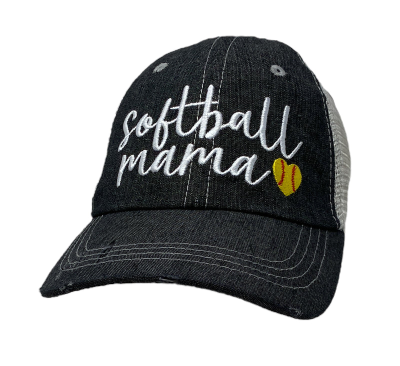 Softball Mama Softball Mom Mesh Embroidered MESH Hat Trucker Hat Cap -264