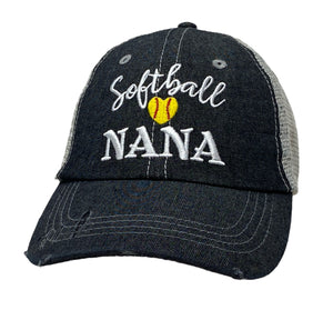 Softball Nana Mesh Embroidered MESH Hat Trucker Hat Cap -250