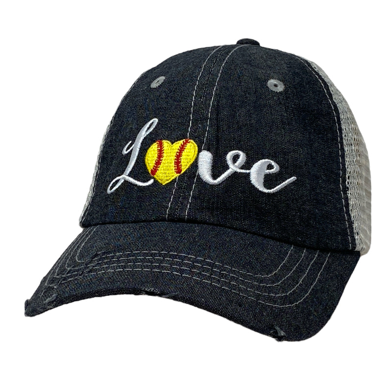 Softball Love Mesh Embroidered MESH Hat Trucker Hat Cap -262