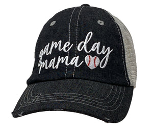 Game Day Mama Baseball Mom Mesh Embroidered MESH Hat Trucker Hat Cap -232