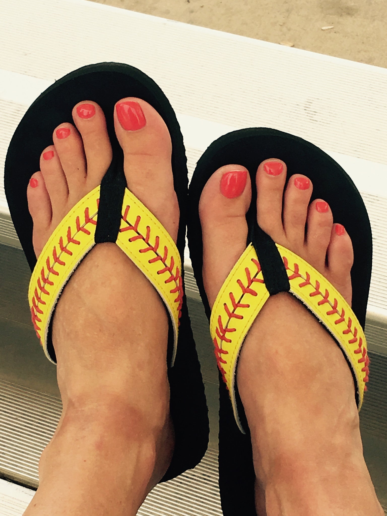 Cocomo Soul Softball Flip Flops for Women Leather Sandals for Softball Moms