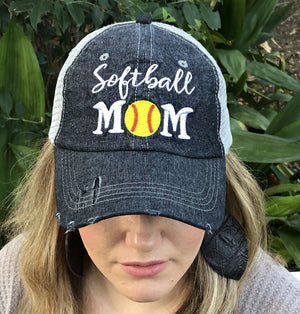 SOFTBALL MOM Mesh MESH Embroidered Hat -236