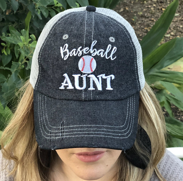 Baseball Aunt Mesh Embroidered MESH Hat Trucker Hat Cap Baseball Aunt