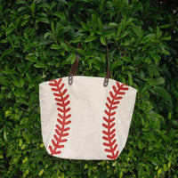 Oversized Baseball Canvas Bag Tote