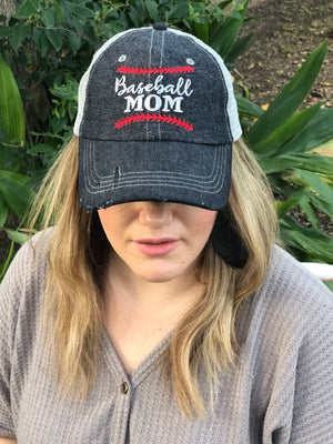 Baseball MOM Mesh Embroidered MESH Hat Baseball Mom Trucker Cap Trucker Hat -206