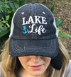 Lake Life Distressed Trucker Hat -368