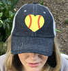 HEART Softball Hat Softball LOVE Softball MOM Softball Grandma Mimi Gigi Nana Aunt Sister Mesh Embroidered MESH Hat Trucker Hat Cap -300