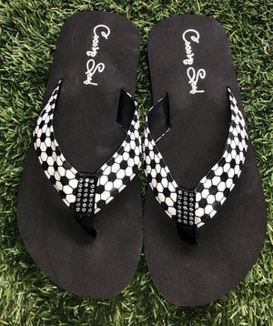 Cocomo Soul FABRIC Soccer Flip Flops Soccer Sandals Slippers Womens
