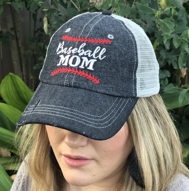 Baseball MOM Mesh Embroidered MESH Hat Baseball Mom Trucker Cap Trucker Hat -206