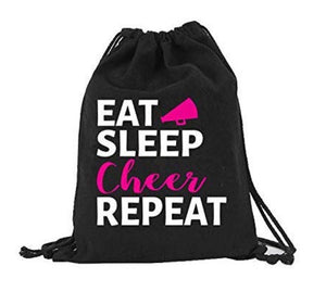 Eat Sleep Cheer Cheerleading Canvas Drawstring Bag Backpack Bag