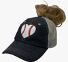 Messy Bun HEART Baseball Mom Mesh Embroidered MESH Hat Trucker Hat Cap -201