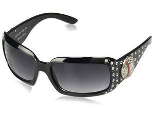 Cocomo Soul Black Rhinestone Baseball Sunglasses Cleaning Cloth & Case