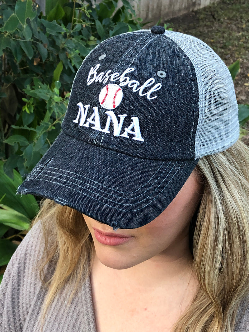 Baseball Nana Grandma Mesh Embroidered MESH Hat Trucker Hat Cap-214