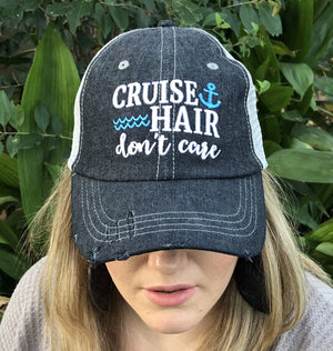 Cruise Hair Don't Care Distressed Trucker Hat