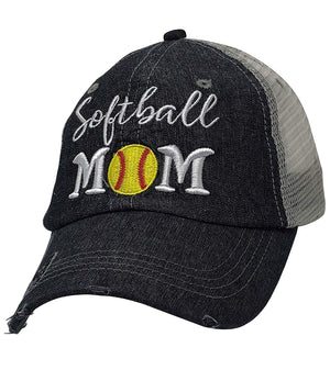 SOFTBALL MOM Mesh MESH Embroidered Hat -236
