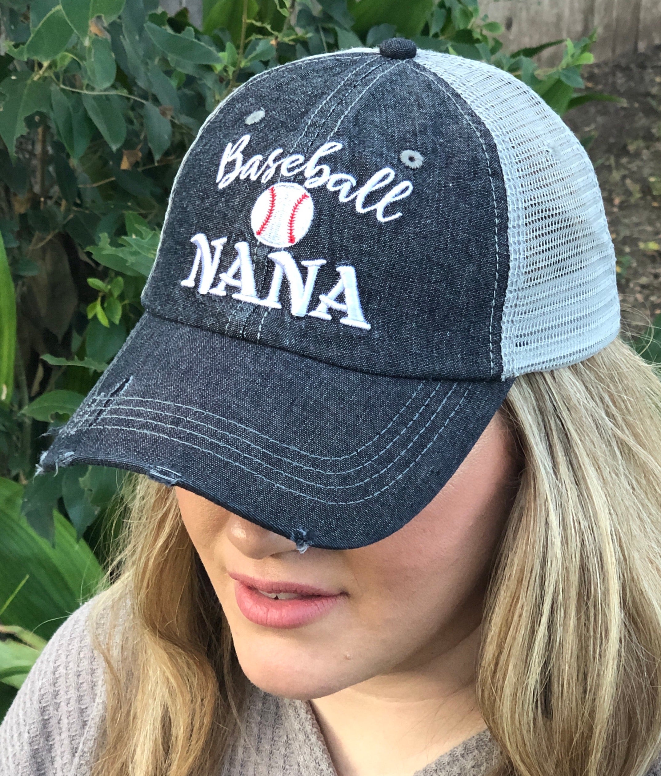 Baseball Nana Grandma Mesh Embroidered MESH Hat Trucker Hat Cap-214