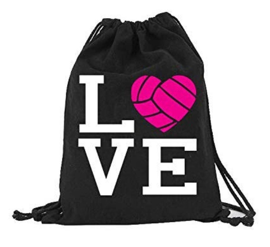 Volleyball LOVE Canvas Drawstring Bag Backpack Bag