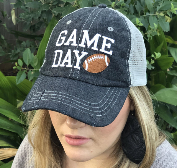 Cocomo Soul Game Day 'Ball MOM' Hat - Dark Grey Mesh Trucker Hat With Ponytail Hole, Adjustable Snapback