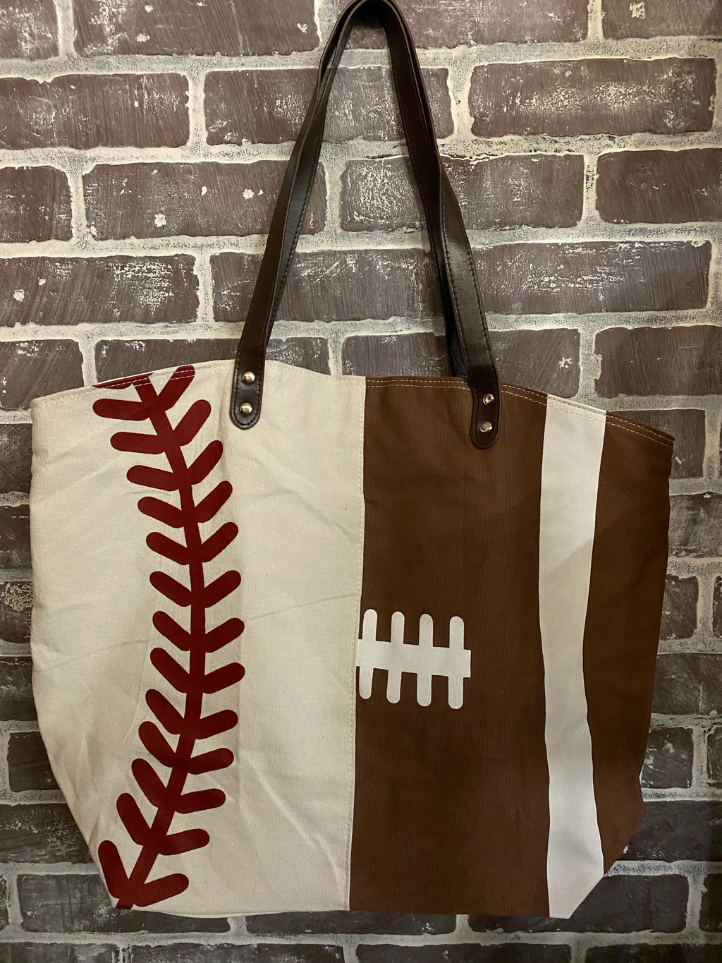 Oversize Baseball Football Canvas Bag Tote 22" x 17"x 8" COCOMO SOUL