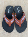 Football EMBROIDERED Flip Flops Womens