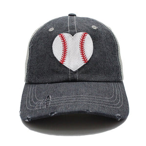 HEART Baseball Mom Mesh Embroidered MESH Hat Trucker Hat Cap -200