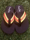 Cocomo Soul Leather Stitch Softball Flip Flops Womens