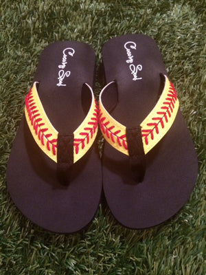 Cocomo Soul Leather Stitch Softball Flip Flops Womens